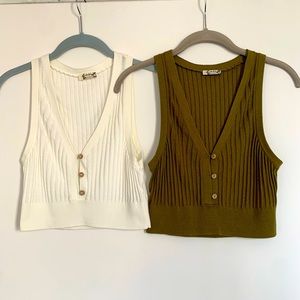 Two-pair super cute cropped tanks from Free People (white and green!)